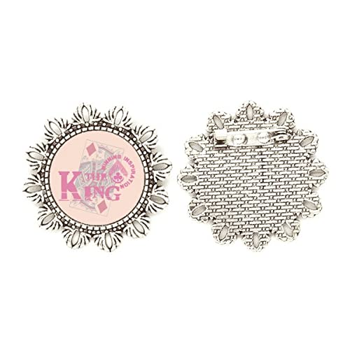 Broche de flores plateadas King Playing Cards fijación segura para solapas
