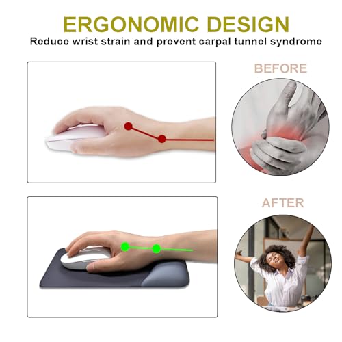 Gel Mouse Pad with Wrist Rest, Ergonomic Keyboard Wrist Rest and Wrist Rest for Computer Keyboard, Typing Pain Relief, Non-Slip Base Rectangular Memory Foam Mousepad for Gaming, Office, Onyx Black by NEENALO - Image 2