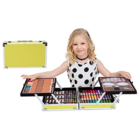 Holzsammlung Malset Kinder 200 tlg Zeichenset Malkoffer aus Malkoffer Metall Cover