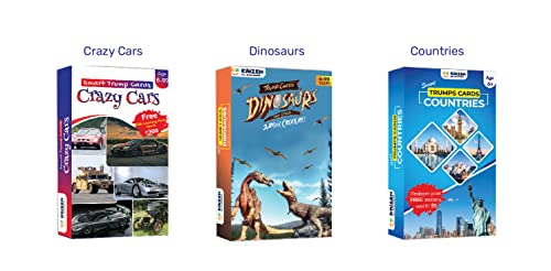 Kaizen MicroLessons Trump Card Game for Age 6-13. Learn While Playing. (3in1CountriesDinoCars)