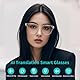 Bluetooth Smart Brille für Frauen, KI-Übersetzungsbrille unterstützt über 160 Sprachen, eingebaute Mikrofonlautsprecher, Farbwechselgläser, blauer Rahmen mit polarisiertem UV-Schutz für Reisen