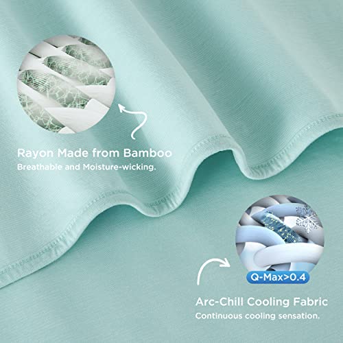 Image of Bedsure Green Cooling Blanket Full Size for Hot Sleepers - Summer Blanket Full Size Cold Bed Cool Arc-Chill Thin Ice Cooled Bedding with Rayon Derived from Bamboo Night Sweats Hot Flashes, 80x90