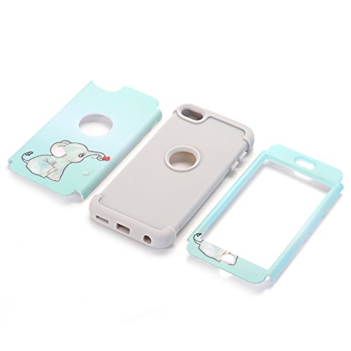 Ipod Touch 6 Case,Ipod Touch 5 Case,Jmcase[Lovely Elephant Series](Grey) Full-Body 3 In 1 Bumper Protective Case Cover Fit For Apple Ipod Touch 5 6Th Generation,Sent Stylus And Screen Protector #TOP3