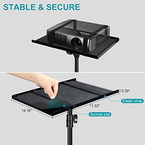 Sanlead Projector Laptop Tripod Stand, Portable Tripod Shelf Dj Laptop Stand Height Adjustable Up To 54 Inches Projector Mount With Gooseneck Phone Holder, Detachable Universal Tripod Stand, Black #TOP2