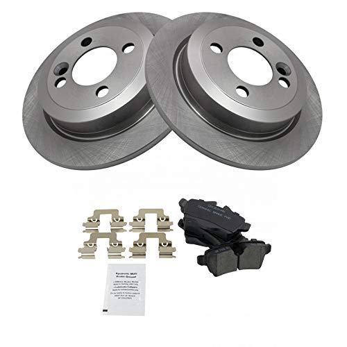 Image of TRQ Rear Ceramic Brake Pad and Rotor Set