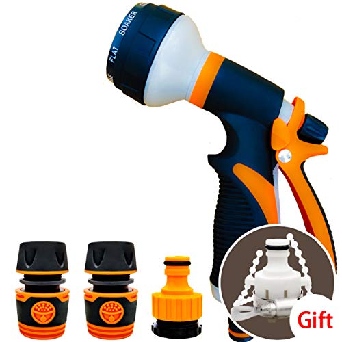 MIAOHAIYAN Garten Handbrause Gartenbrause mit 8 Sprüh Funktionen Hochdruck Garten-Spritzpistolen für Bewässerung Rasen Autowaschen Haustiereduschen,1 Cover