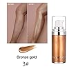 Glitter Body Makeup Shimmer Liquid Bronzer Waterproof Face Highlighter Makeup Blush Illuminator Glow for Face Women Body Glitter Lotion Cosmetics(#3 Bronze Gold)