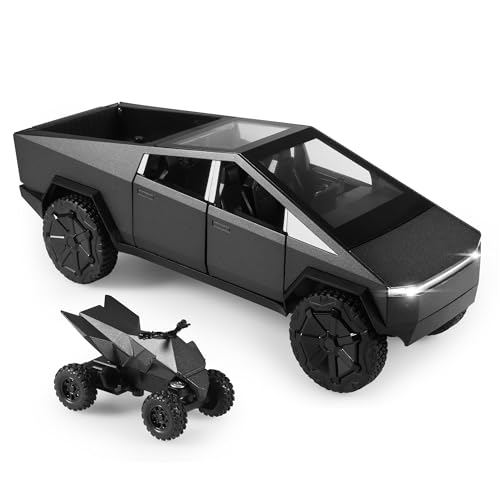 NLIEOPDA Toy Trucks 1/24 Diecast Cars Cybertruck Darkgray Metal Toy Cars for Kids Adults Cybertruck Model Lovers Collection