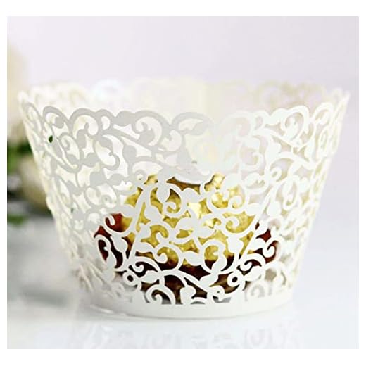 Rcherish 100 st Cupcake Wrappers, Bauhinia Laser Cut Cupcake Liner Premium Grease Proof Paper Muffin Fodral För Födelsedag Bröllopsfest Tårta Dekoration Baby shower,White