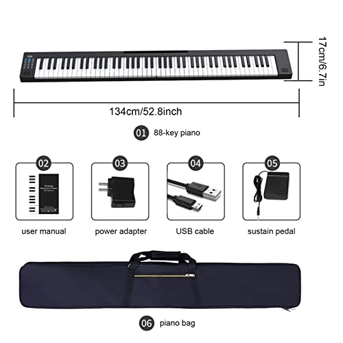 Piano à clavier pliant 88 touches pleine grandeur piano électrique pliable pondéré Bluetooth MIDI Piano numérique portable avec écran LCD, pédale de sustain, sac à main for adultes débutants - Les Beatles, Paul McCartney, John Lennon, RIngo Starr, George Harrison Piano à clavier pliant 88 touches pleine grandeur piano électrique pliable pondéré Bluetooth MIDI Piano numérique portable avec écran LCD, pédale de sustain, sac à main for adultes débutants – Image 8