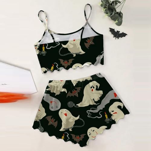 Generisch Ensemble Pyjama Long Pour Femme Spooky Cat Everyday Is