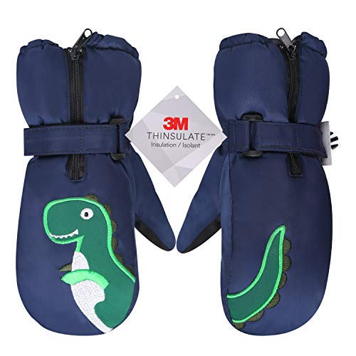 7-Mi Kids Mitten Winter, Snow Gloves For Skiing & Snowboarding Lined Warm Long Cuff With String For 4-6 Years Boys & Girls #TOP1