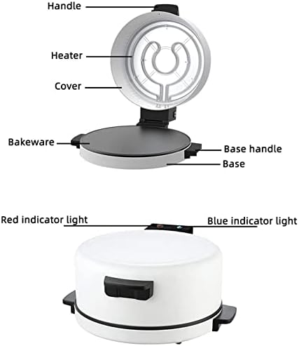 Electric Pizza Maker Oven, Nonstick Heating Plate for Pizzas, Pancakes & Nachos - Power Indicator Lights - Ideal for Fajitas & Omelettes - Stylish White Design