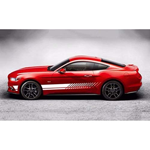 Leoie 2Pcs/Set 2M Car Sticker Sports Racing Stripe Graphic Stickers Auto Car Body Side Door Vinyl Decals white