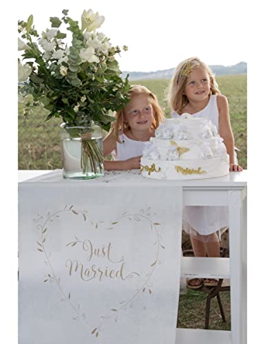 Tapis de cérémonie Just Married blanc et or 10m l'élégance intemporelle d'un mariage chic - 5
