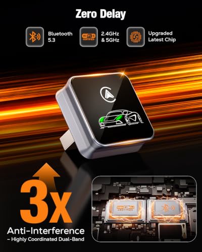 Image of Houflody Wireless CarPlay Adapter for iPhone Apple (Upgraded Chip) | Convert Factory Wired CarPlay to Wireless with Stable, Low Latency, Auto Reconnect, Ultra-Compact Design & Plug-and-Play