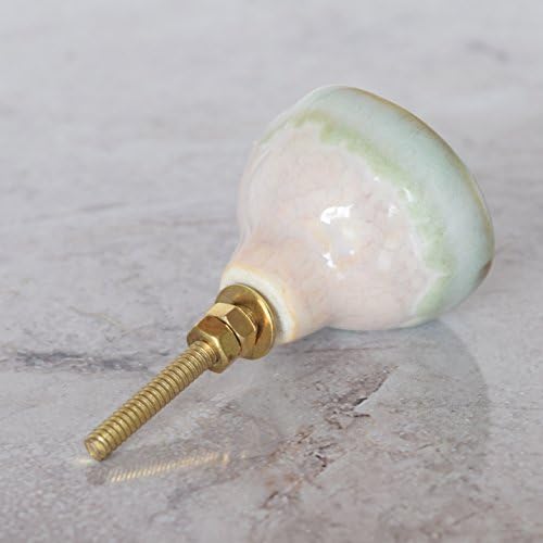 Pushka Home Ceramic Crackled Concave Gold Crater Knob (Green & Gold)