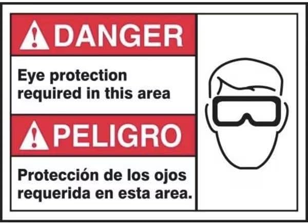 BILINGUAL ANSI SIGN EYE PROTECTION, Mfr: MTAS102XL-A