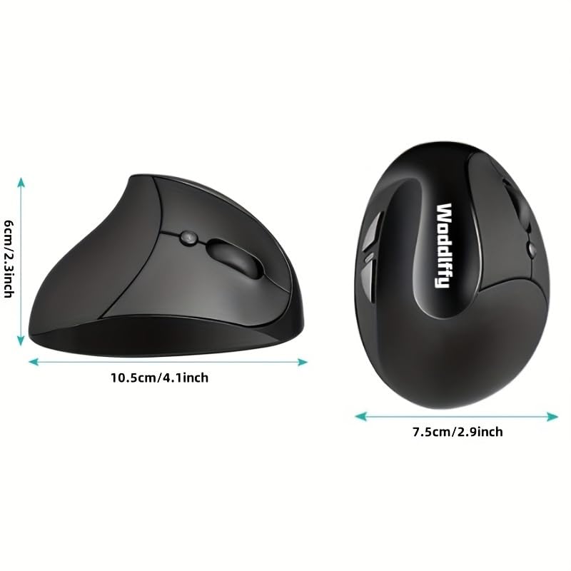 Image of Woddiffy Ergonomic Mouse, Vertical Wireless Mouse,Battery Powered Black | Ergonomic Design, Usb Wireless 800 /1200 /1600 DPI, Quiet Clicks, 6 Buttons Carpal Tunnel Mouse for Laptop, PC, Computer, Mac