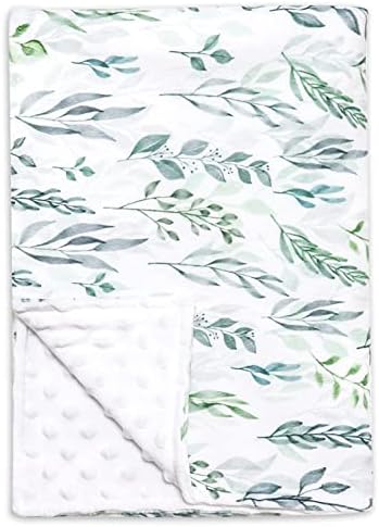 Baby Blanket Green Leaf, Soft Minky Warm Baby Blanket for Girl and Boy, Toddler Baby Newborn Plush Dot Security Blanket for Nursery Stroller Infant Crib Blanket Unisex (40×30 in)
