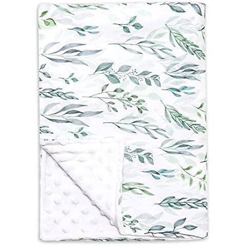 Baby Blanket Green Leaf, Soft Minky Warm Baby Blanket for Girl and Boy, Toddler Baby Newborn Plush Dot Security Blanket for Nursery Stroller Infant Crib Blanket Unisex (40×30 in) Cover