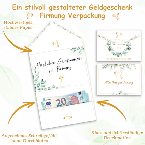 WenmthG Geldgeschenk Firmung Verpackung – Firmungskarte Geschenke für Mädchen & Jungen, Glückwunschkarte zur Firmung, Geldgeschenk Umschlag 16 × 11 cm