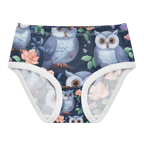 Toddler Girl Briefs, Cute Owl Navy Girls' Cotton Brief Underwear, 2–8 Years