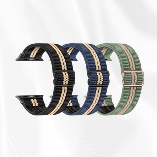3 Pack Elastic Watch Bands Compatible with Apple Watch Bands 49mm 46mm 45mm 44mm 42mm 38mm 40mm 41mm for Men and Women, Soft Nylon Elastic Watch Band for iWatch Band Series 11/10/SE/9/8/7/6/5/4/3/2/1