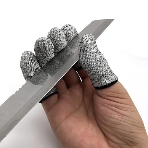 12 PCS Cut Resistant Finger Cots Protector Finger Sleeve Protectors Reusable Finger Covers Finger Protection Cots for Kitchen, Work, Sculpture, Anti-Slip, Reusable