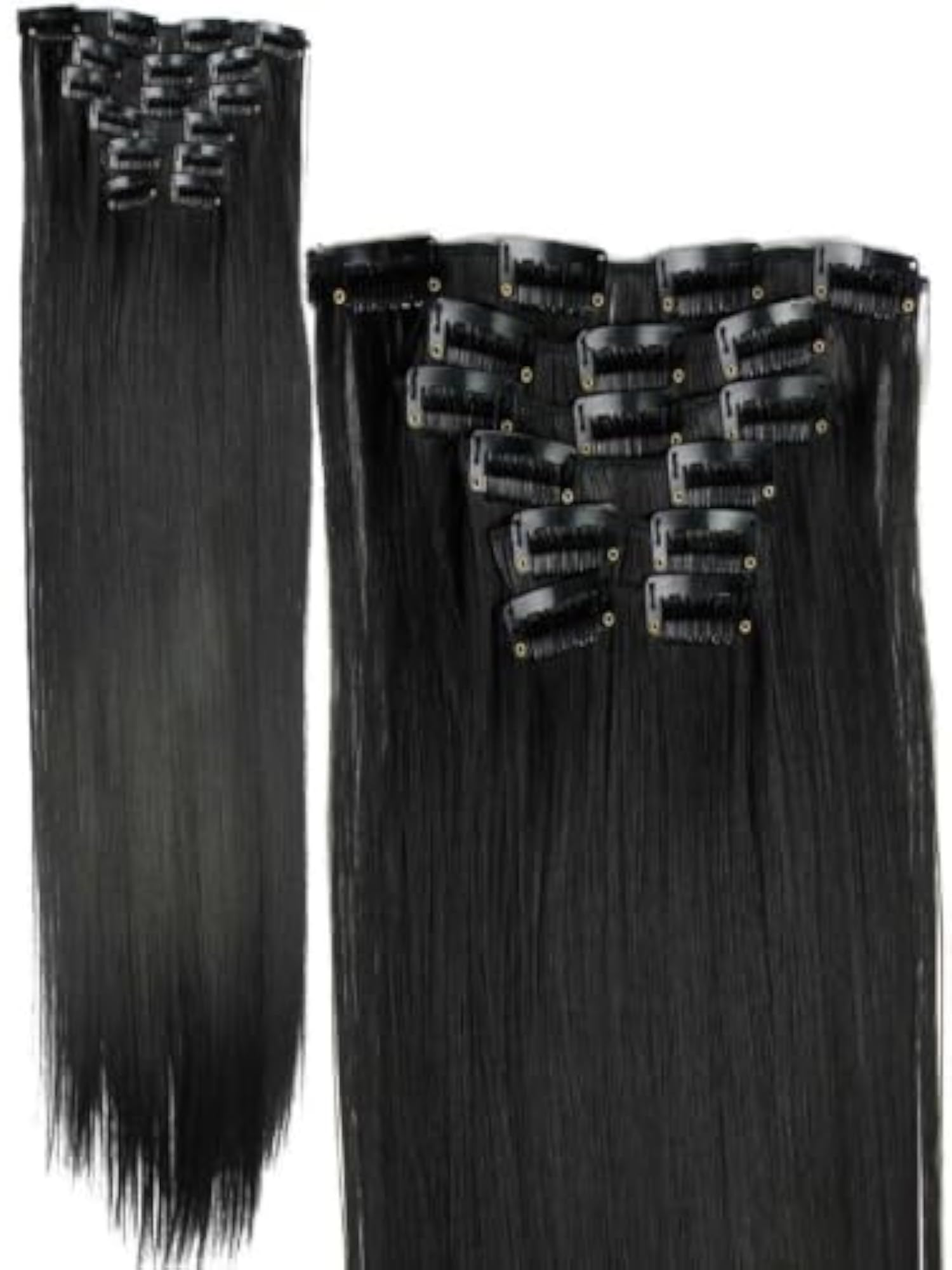 Women's Natural Black Straight Hair Extensions, 24 inch