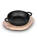 Uniquel Piedras Tazón Bibimbap, Sukiyaki Olla Sartenes de Hierro Fundido Cacerolas Chino Olla Caliente con Bandeja de Madera para Cocinando Sopa Fideos, 3 Tamaños15*15cm