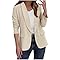 Womens Fall Jacket Fall Clothes Women Business Lapel Collar Long Sleeve Jacket Coats Casual Open Front Work Office Suits with Pockets Beige L