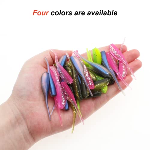 Lilureena 100Pcs Crappie Lures Kit Worm Fishing Soft Plastic Bait Set With Jig Hooks And Baits Soft Fishing Lures For Bass And Trout Mini Senko Worm Lures For Saltwater And Freshwater #TOP6