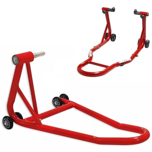 Cruizer - Cavalletti rossi moto per Ducati Streetfighter/S 1098 1198 Anteriore con attacchi a Cono + Posteriore Monobraccio con perno da 40,5 mm