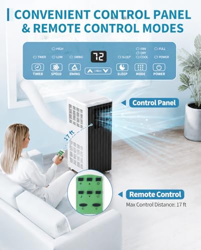 Image of 8,000 BTU Portable Air Conditioners, 4-in-1 Modes Up to 350 Sq.Ft., Portable AC Unit with Cool, Fan, Dehumidifier, Sleep, Remote Control, 24H Timer, Quiet Operation, for Bedroom, Office, Dorm Rooms