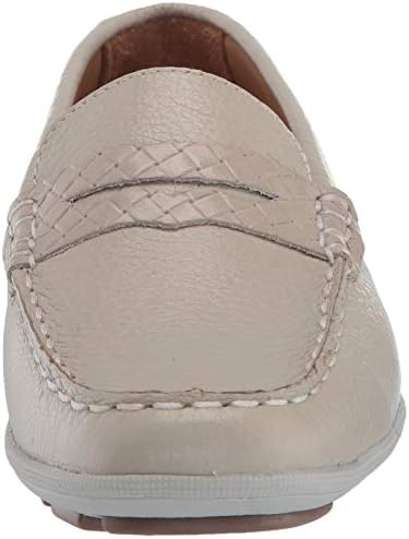 Driver Club USA Unisex Kids Made in Brazil Fashion Leather Driving Loafer with Penny Detail, Cream Grainy, 2.5 M US Little | Image 1