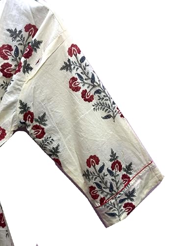 Image of Pure 100% Cotton Robe For Womens Bathrobe Dressing Gown Long sleepwear Free Size Kimono