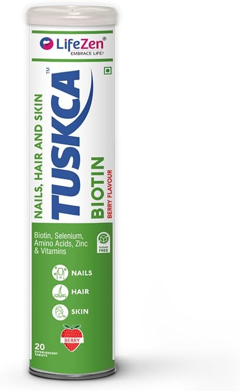Tuskca Biotin + Selenium + Zinc for Hair, Nails & Skin Health | 20 Effervesce...
