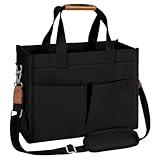 MIAOJIE Tote Bag for Women, Canvas Tote Bag with Velcro Closure, Laptop Work Messenger Crossbody Bags Everyday Tote Bags Handbags Purse for Travel Nurse Teacher College -Black