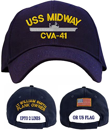 Spiffy Custom Gifts Personalized USS Midway CVA-41 Embroidered Baseball Cap Navy