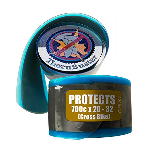 Thorn Buster, Inner Tube Protecting, Bicycle Tire Liner - Stop Flats for Cross Bikes Using Gold 700c x 32-41bike Tires and Tubes with Hard Durometer Center Strip. (1 Liner)
