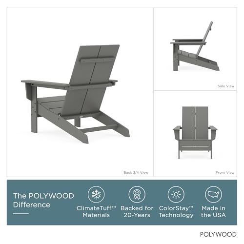 POLYWOOD Contemporary Modern Oversized Adirondack Chair in Slate Grey by Polywood - Image 2