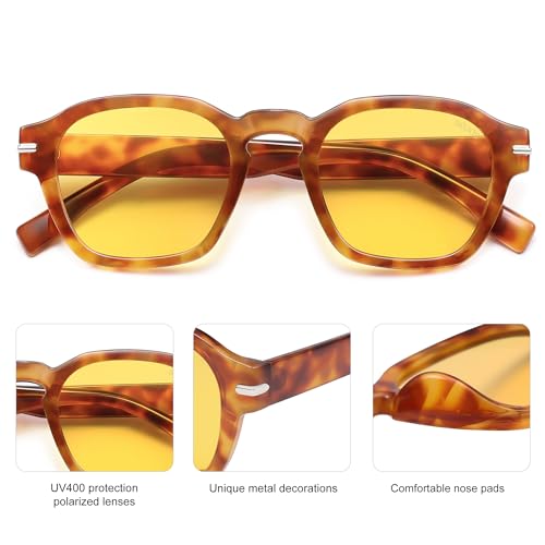 Image of SOJOS Retro Square Polarized Sunglasses Men Trendy Womens SJ2382 | Vintage UV400 90s Sun Glasses Outfit Driving