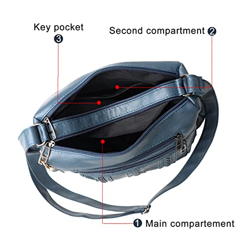 Image of ELDA Purses for Women Pocketbooks Soft PU Leather Ladies Crossbody Purse Multi Pocket Shoulder Bag