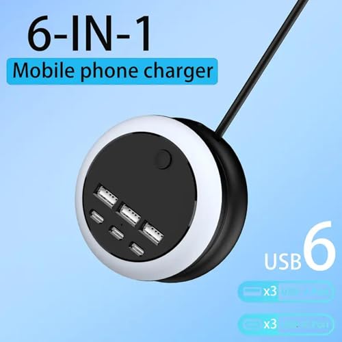 Estación de carga USB multipuerto retráctil para evitar cables sueltos 5