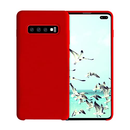 Image of LIRAMARK Liquid Silicone Soft Back Cover Case for Samsung Galaxy S10 Plus / S10+ (Red)