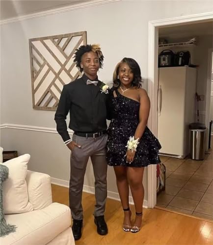 Sequin Homecoming Dresses for Teens Sparkly Layered One Shoulder Short Prom Dresses 2024 Cocktail Party Dress4