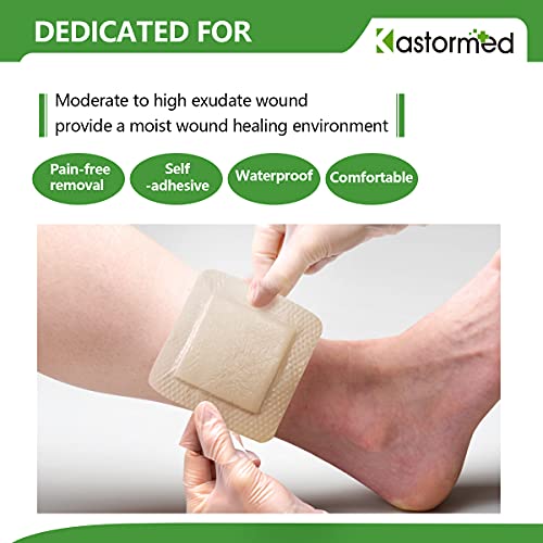 Silicone Adhesive Foam Dressing With Gentle Border 4"X4" 15 Pack, Painless Removal Highly Absorbent Bed Sore Wound Bandage For Leg Ulcer, Foot Diabetic Ulcer Wound Care #TOP5