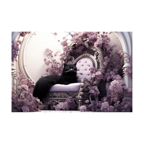 Cartel de gato retro para baño, lámina decorativa lila y rosa de 40x60cm sin marco
