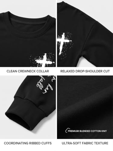 QIXYN Christian Sweatshirts for Women Jesus Faith Over Fear Cross Tops - image 5